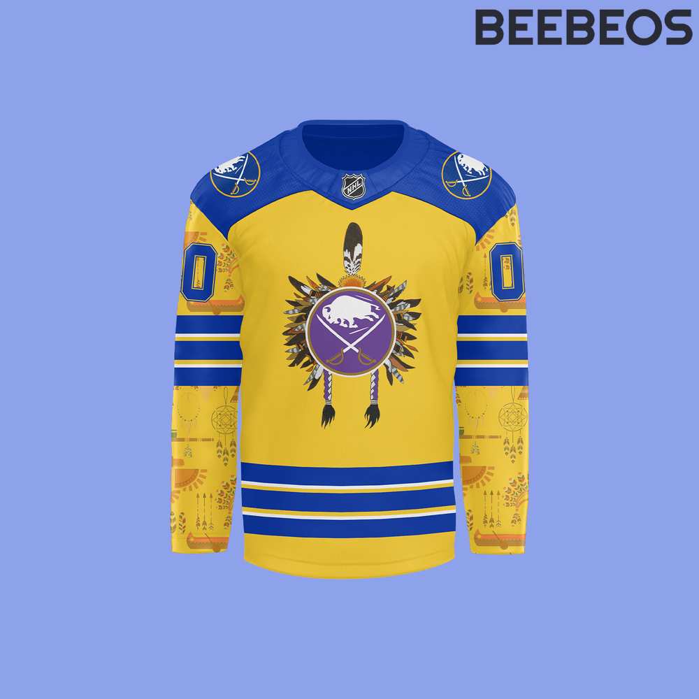 Buffalo Sabres NHL Native American Heritage Month Yellow Hockey Jersey