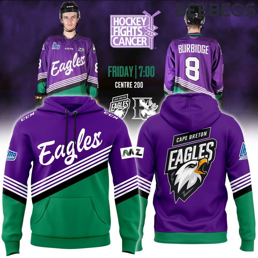 Cape Breton Eagles “Hockey Fighting Cancer” Purple Hoodie