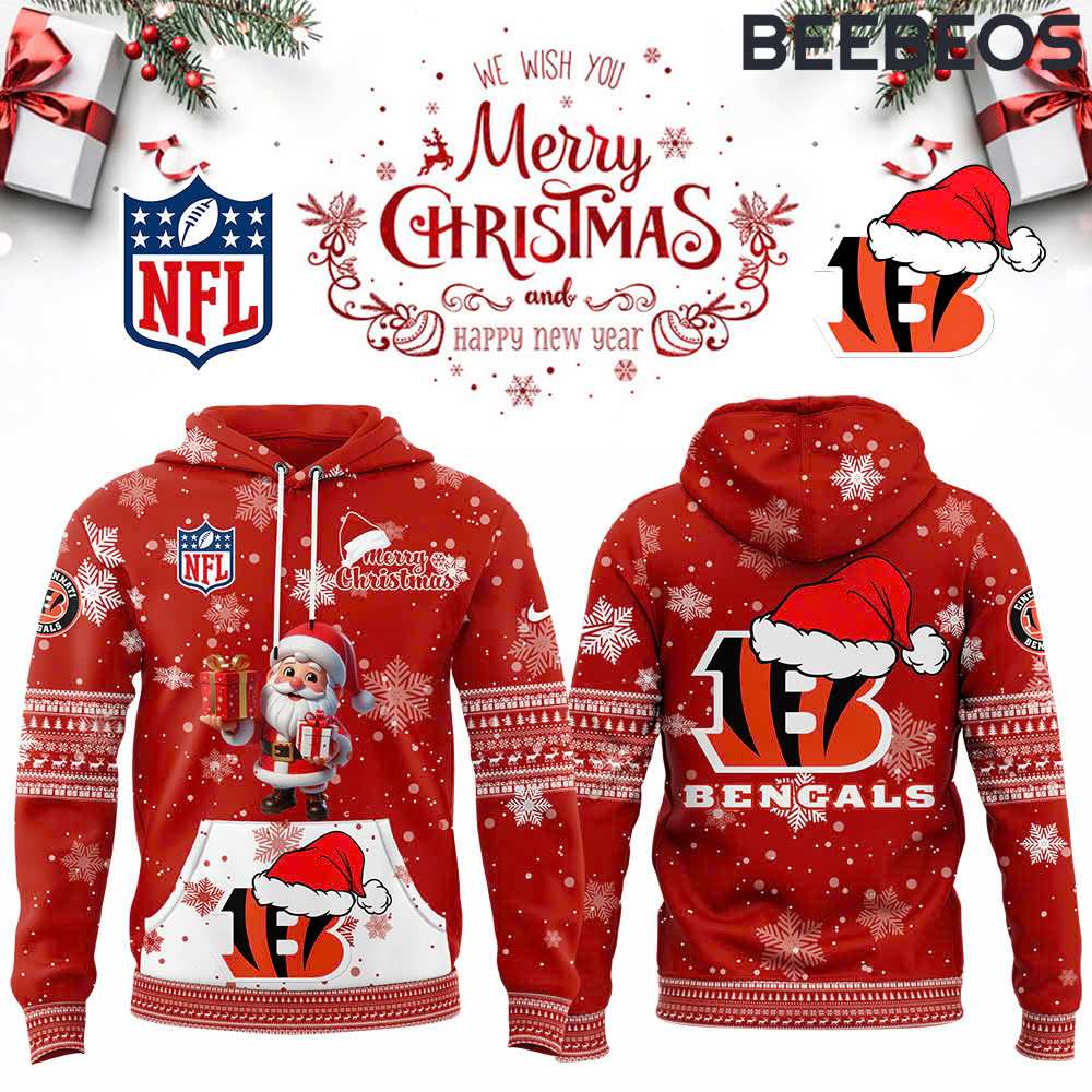 Cincinnati Bengals Merry Christmas 2024 Red Hoodie