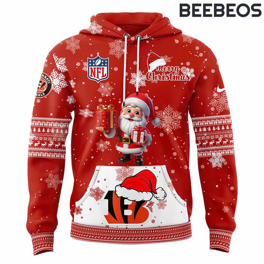 Cincinnati Bengals Merry Christmas 2024 Red Hoodie