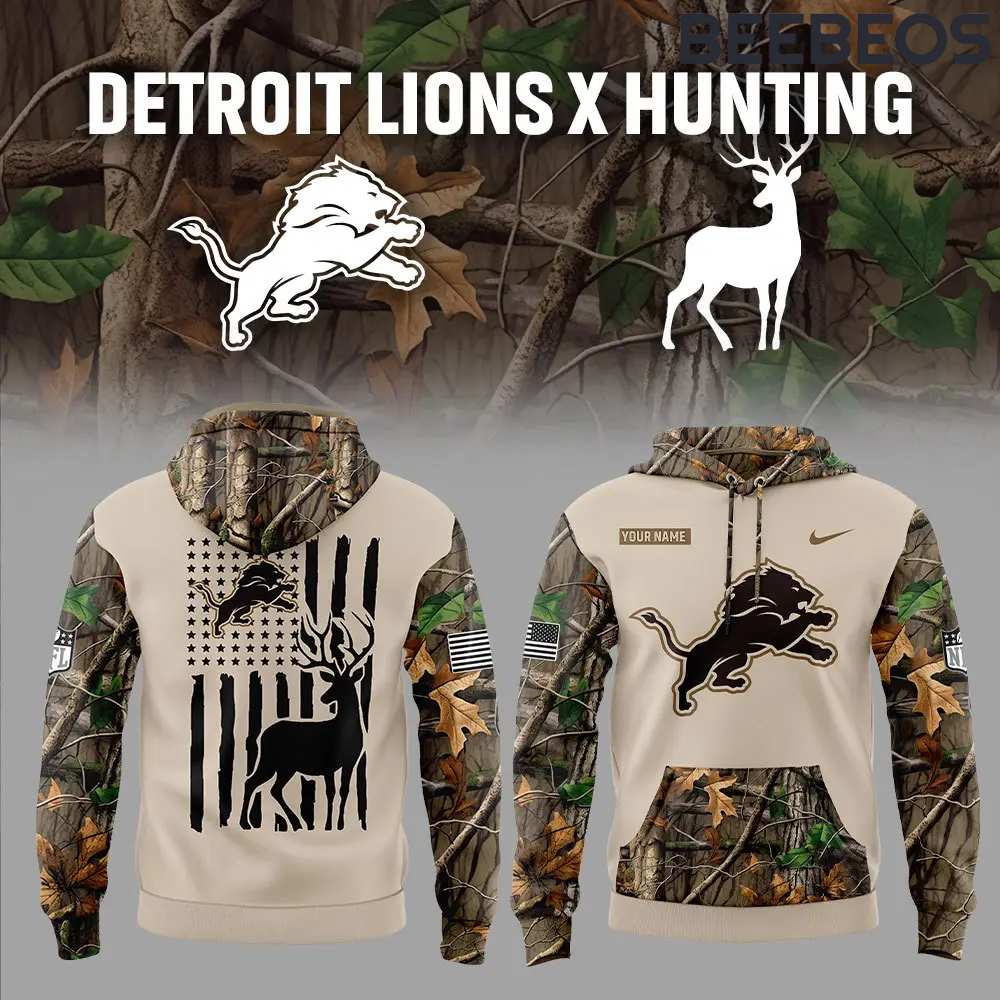 Detroit Lions NFL x Hunting Camo Hoodie