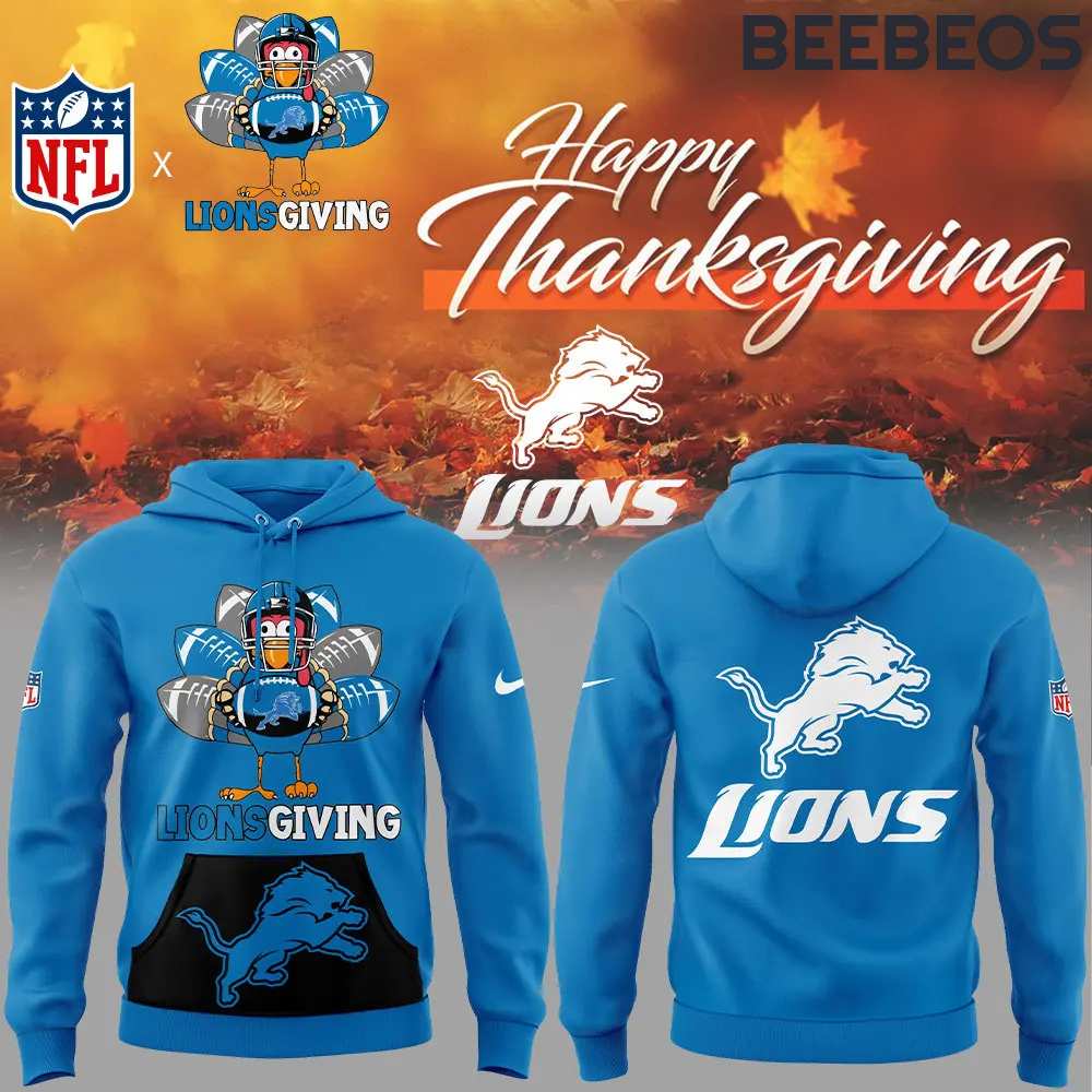 Detroit Lions Thanksgiving Day Blue Hoodie