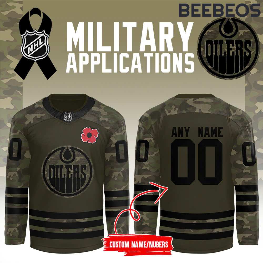 Edmonton Oilers NHL Military Appreciation Night Green Camo Hockey Jersey