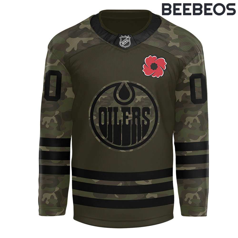 Edmonton Oilers NHL Military Appreciation Night Green Camo Hockey Jersey