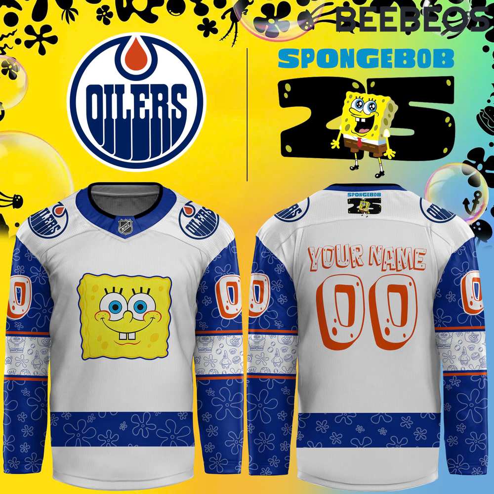 Edmonton Oilers x Spongebob 25th Anniversary Hockey Jersey