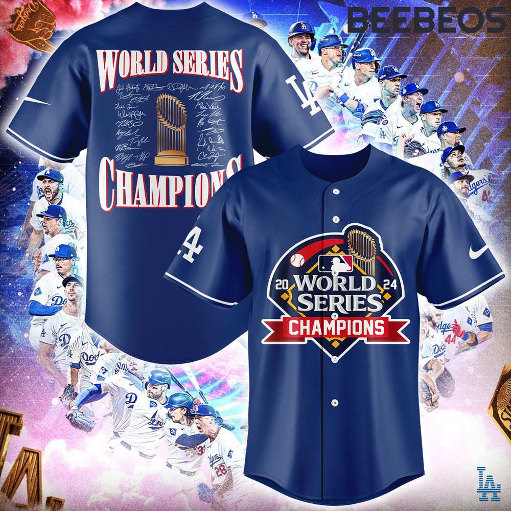 Los Angeles Dodgers 2024 World Series Champions Signature Baseball Jersey