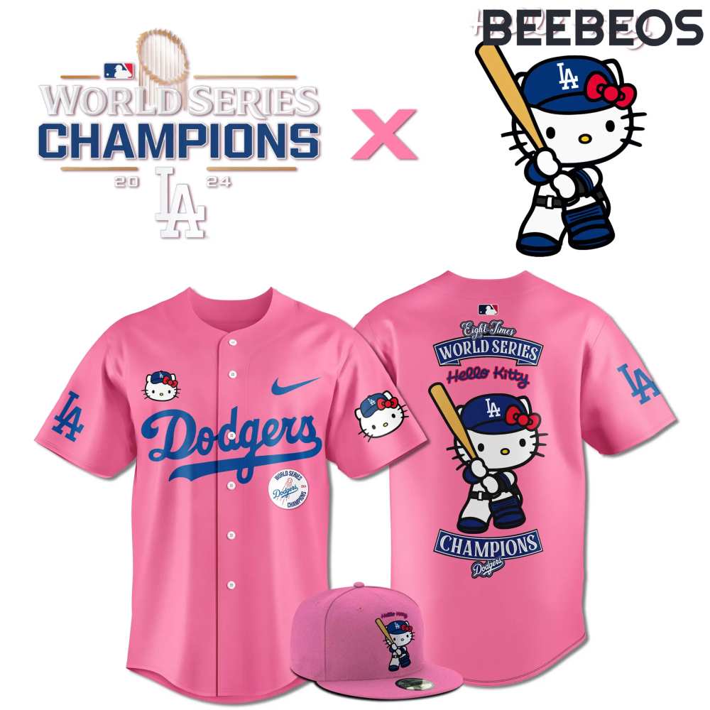 Los Angeles Dodgers x Hello Kitty 2024 World Series Champions Pink Jersey