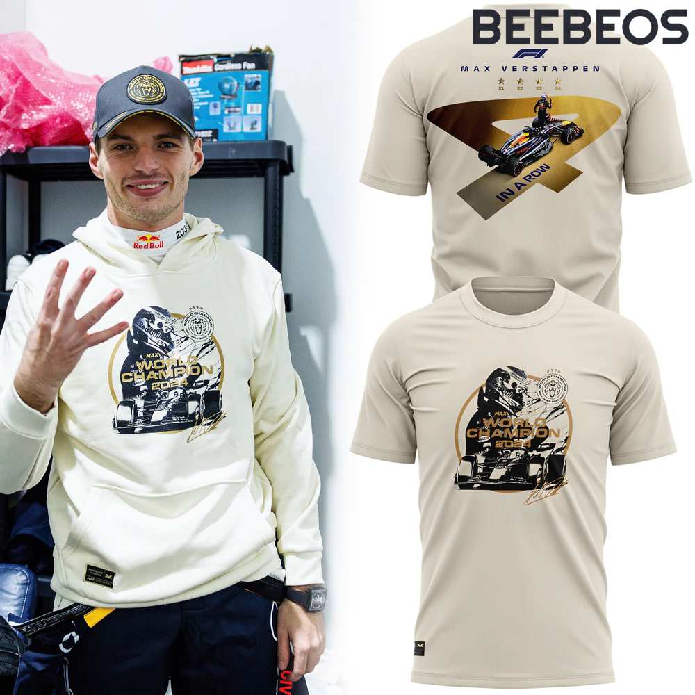 Max Verstappen 2024 Champion Signature Off White Tee