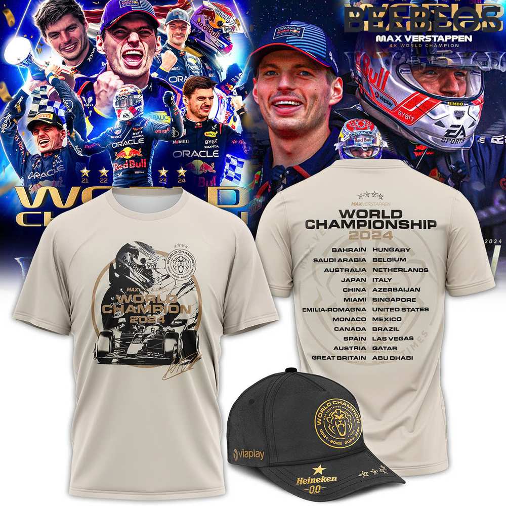 Max Verstappen 4 Time World Champion Grey Tee