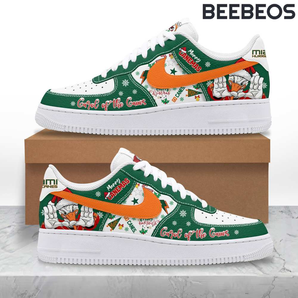 Miami Hurricanes Merry Christmas Green Air Force 1 Shoes