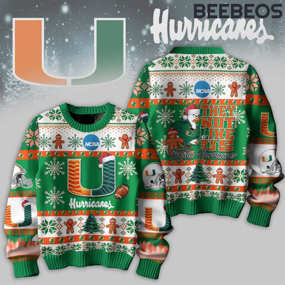 Miami Hurricanes They Not Like Us Ugly Christmas Sweater