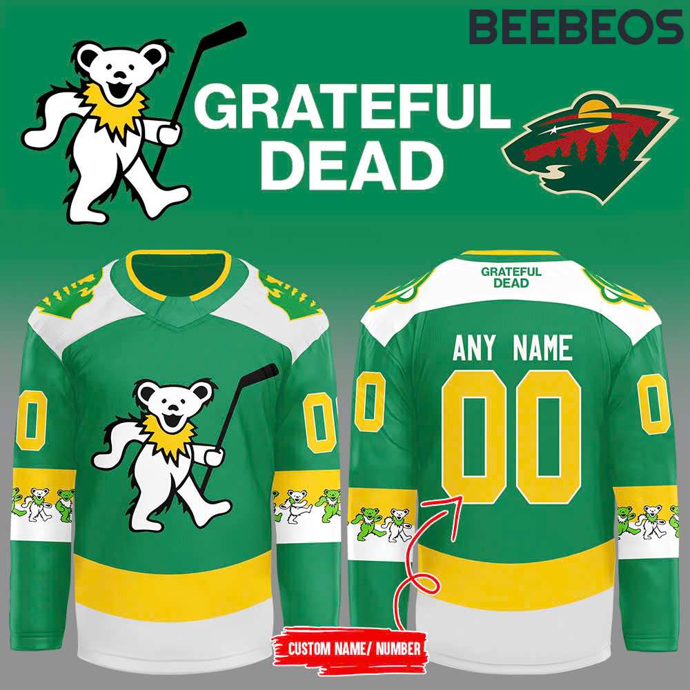 Minnesota Wild x Grateful Dead Night Personalized Hockey Jersey