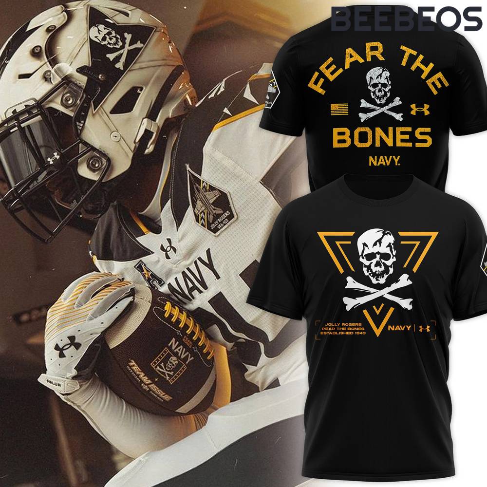 Navy Midshipmen 2024 Rivalry Fear The Bones Performance Black Tee