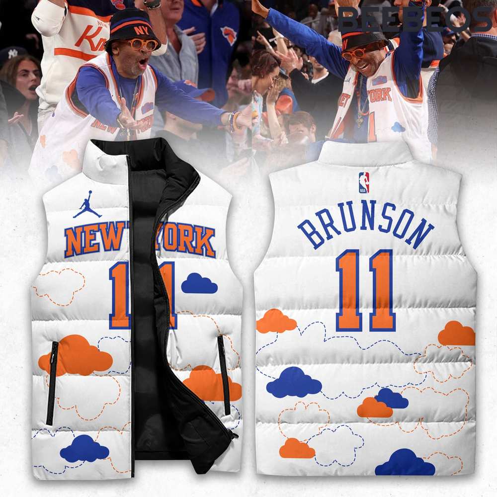 New York Knicks x Jalen Brunson Cloudy White Sleeveless Puffer Down Jacket