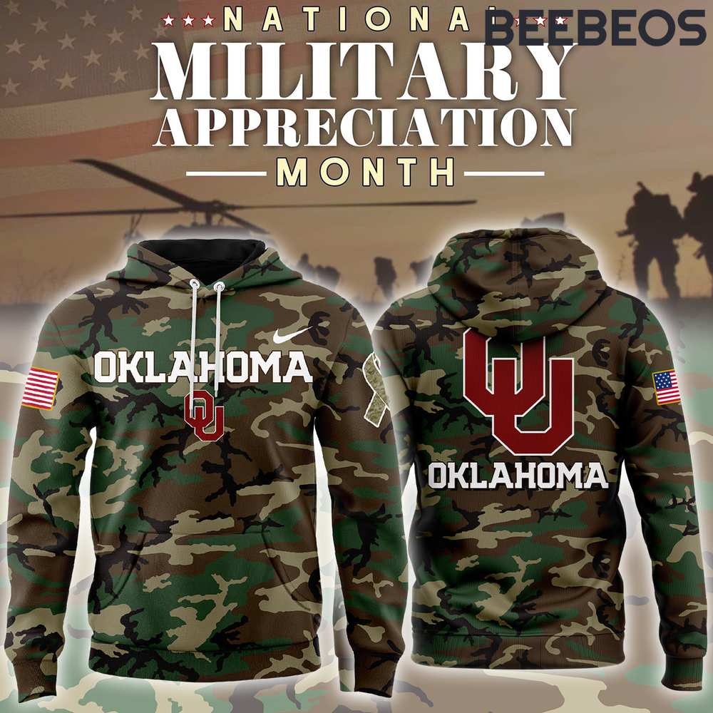 Oklahoma Sooners 2024 Military Appreciation Camo Hoodie