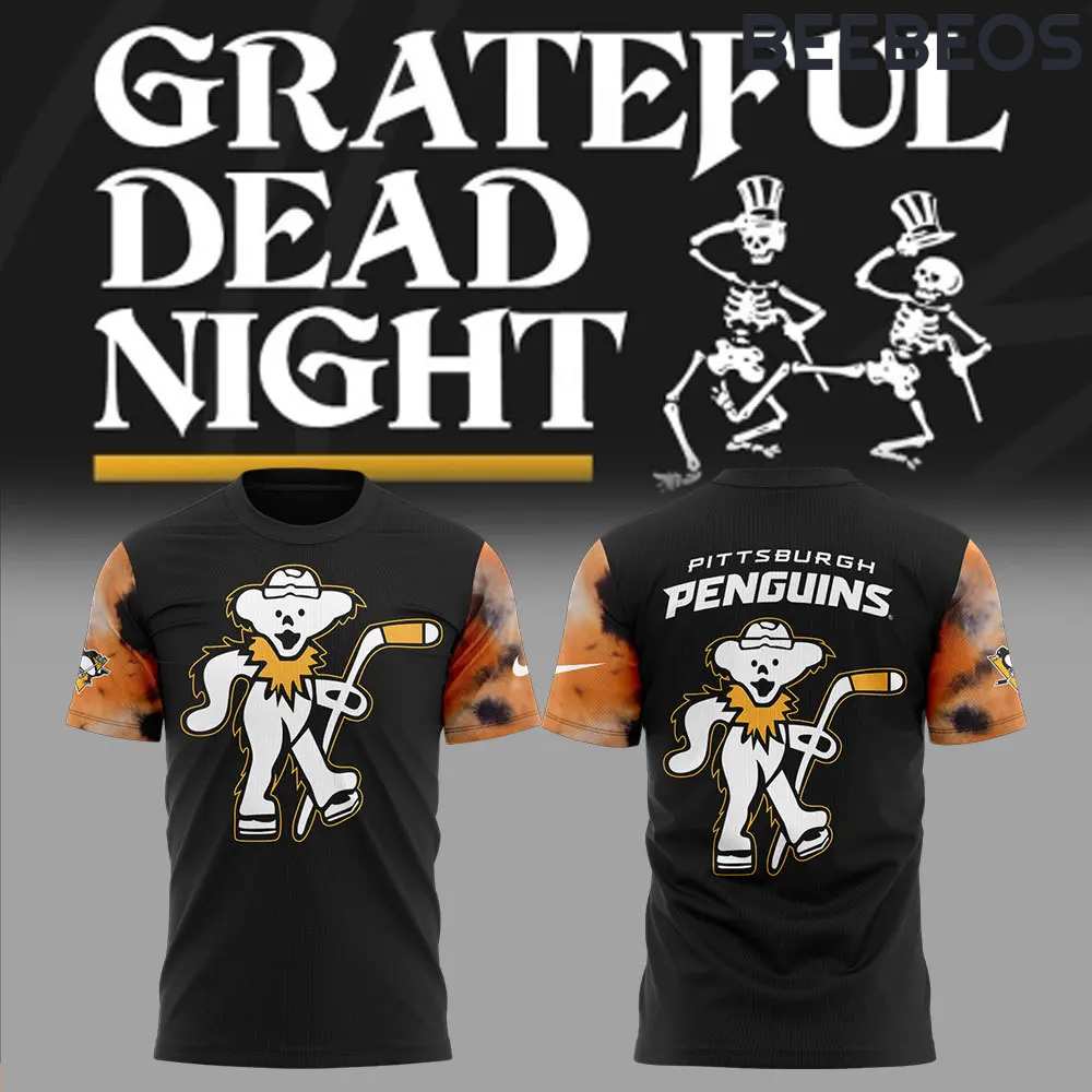 Pittsburgh Penguins Grateful Dead Night Black Tee