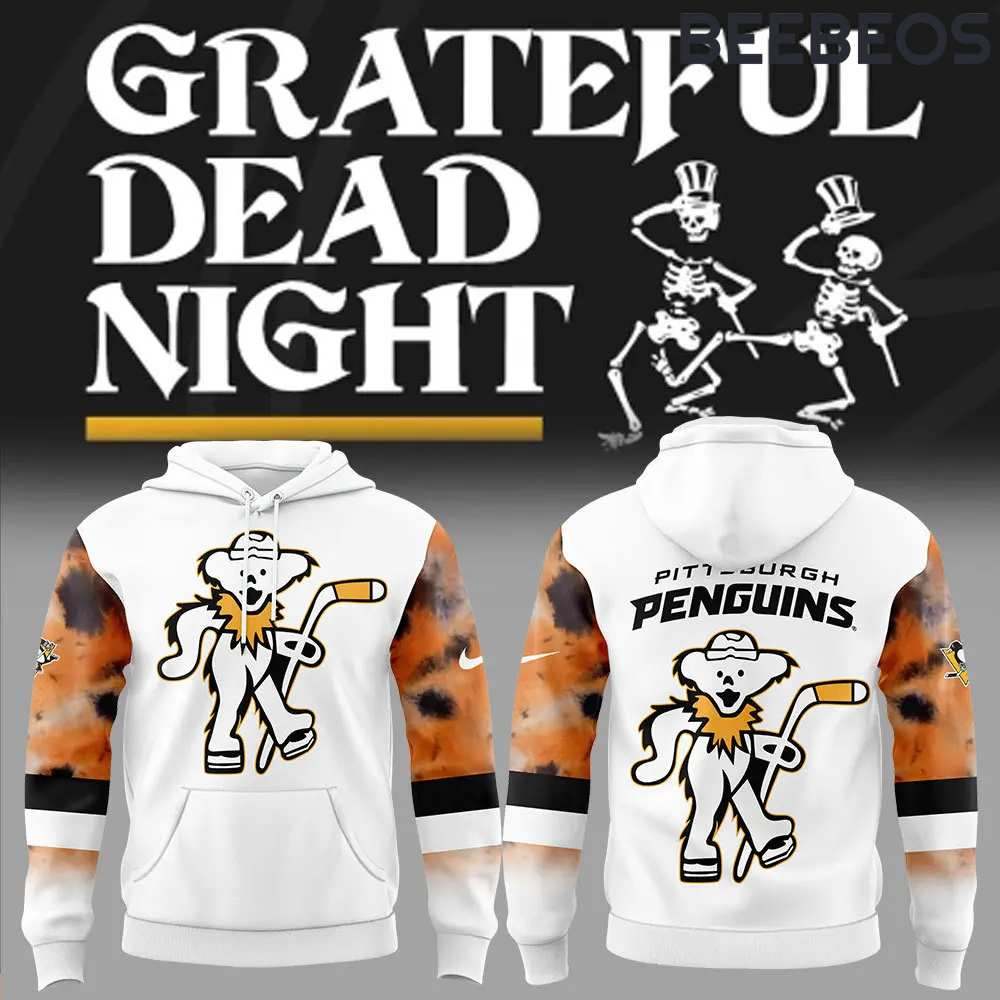 Pittsburgh Penguins Grateful Dead Night White Hoodie