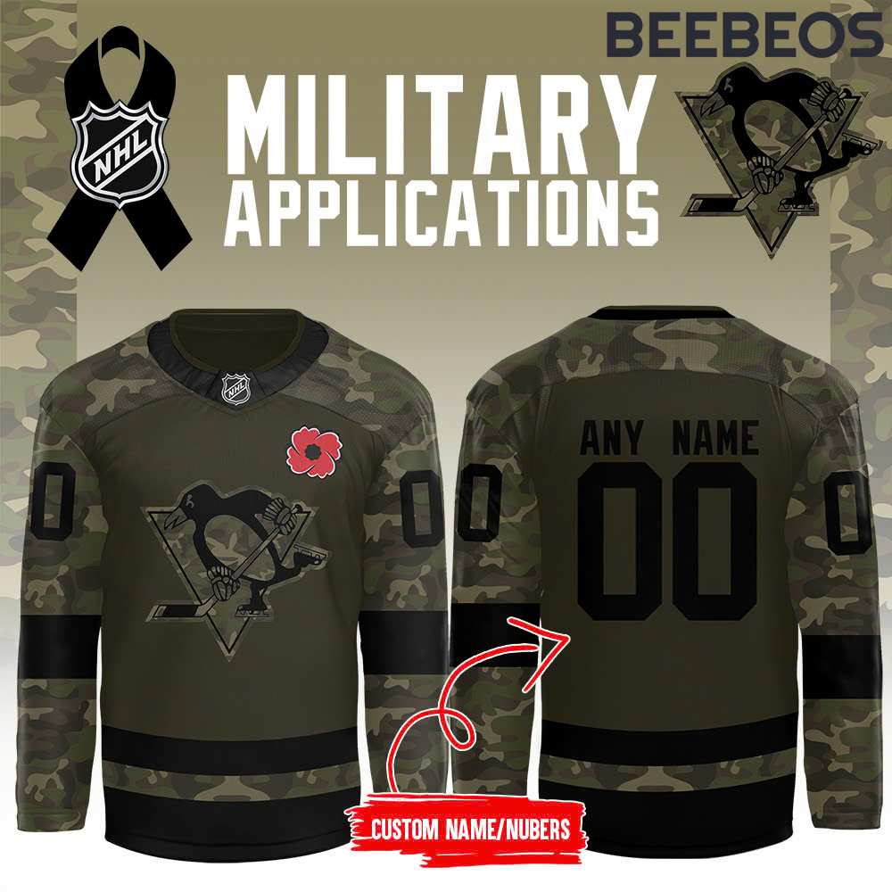 Pittsburgh Penguins NHL Military Appreciation Night Green Camo Hockey Jersey