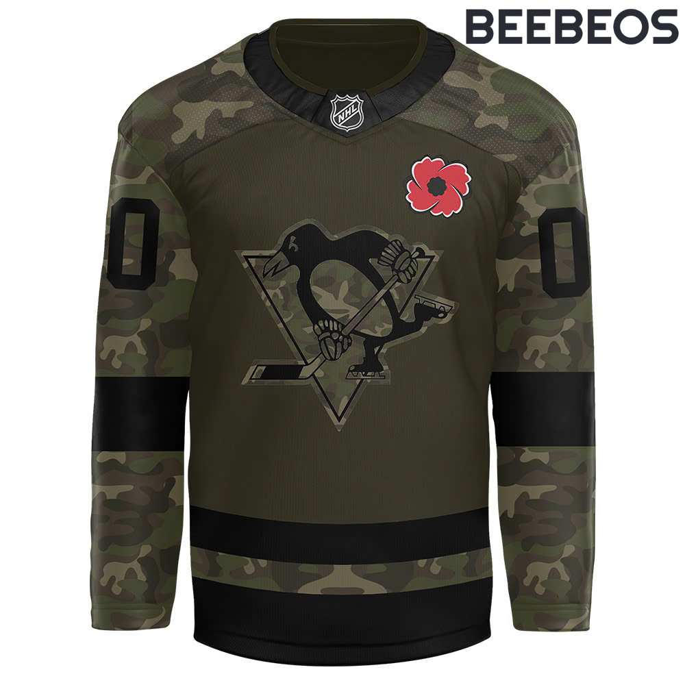 Pittsburgh Penguins NHL Military Appreciation Night Green Camo Hockey Jersey