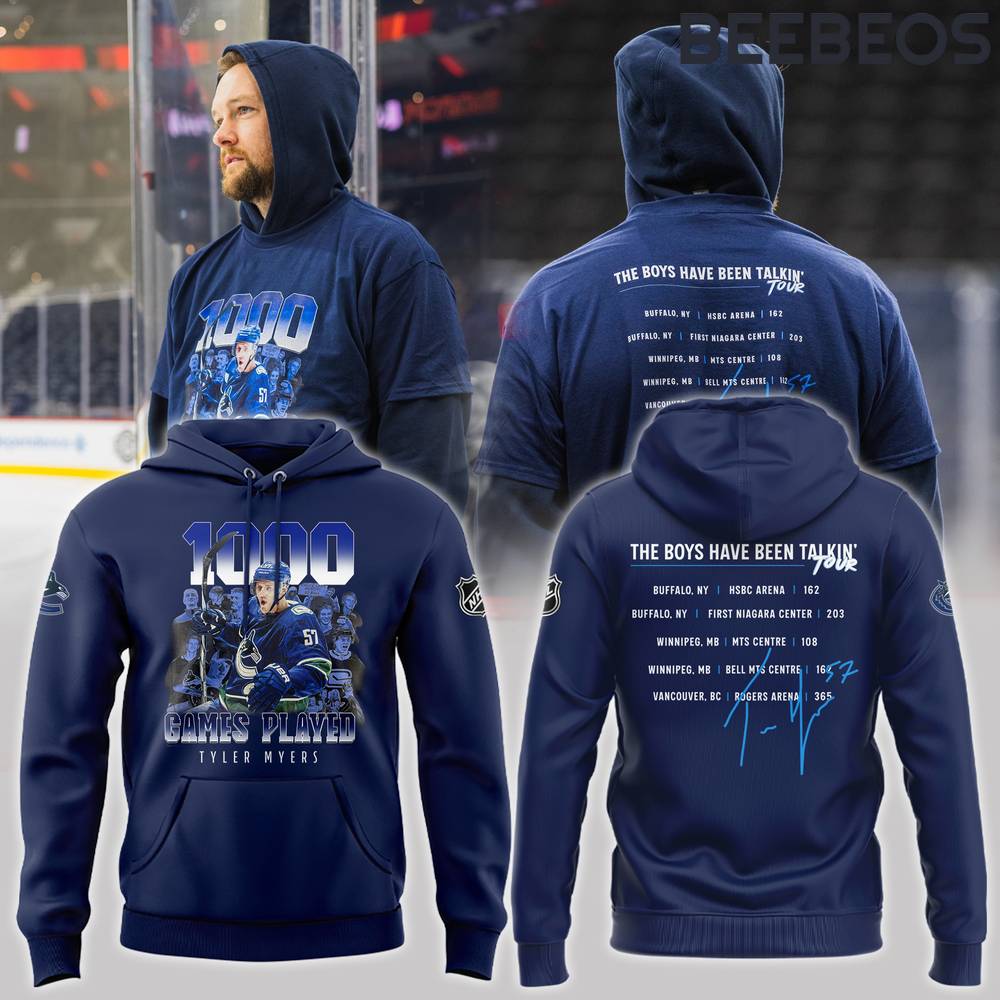 Vancouver Canucks Tyler Myers 1000 Games Played Hoodie