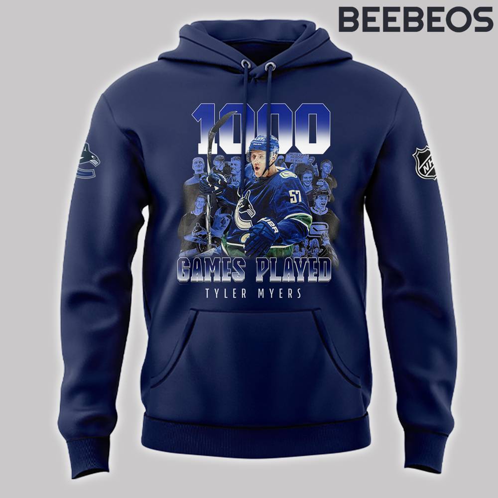 Vancouver Canucks Tyler Myers 1000 Games Played Hoodie