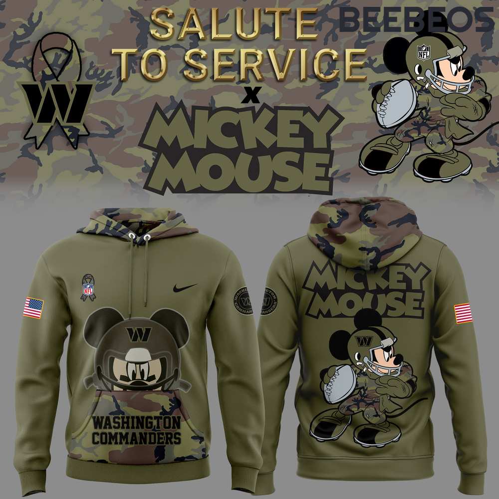 Washington Commanders x Mickey Mouse Salute to Service Camo Hoodie