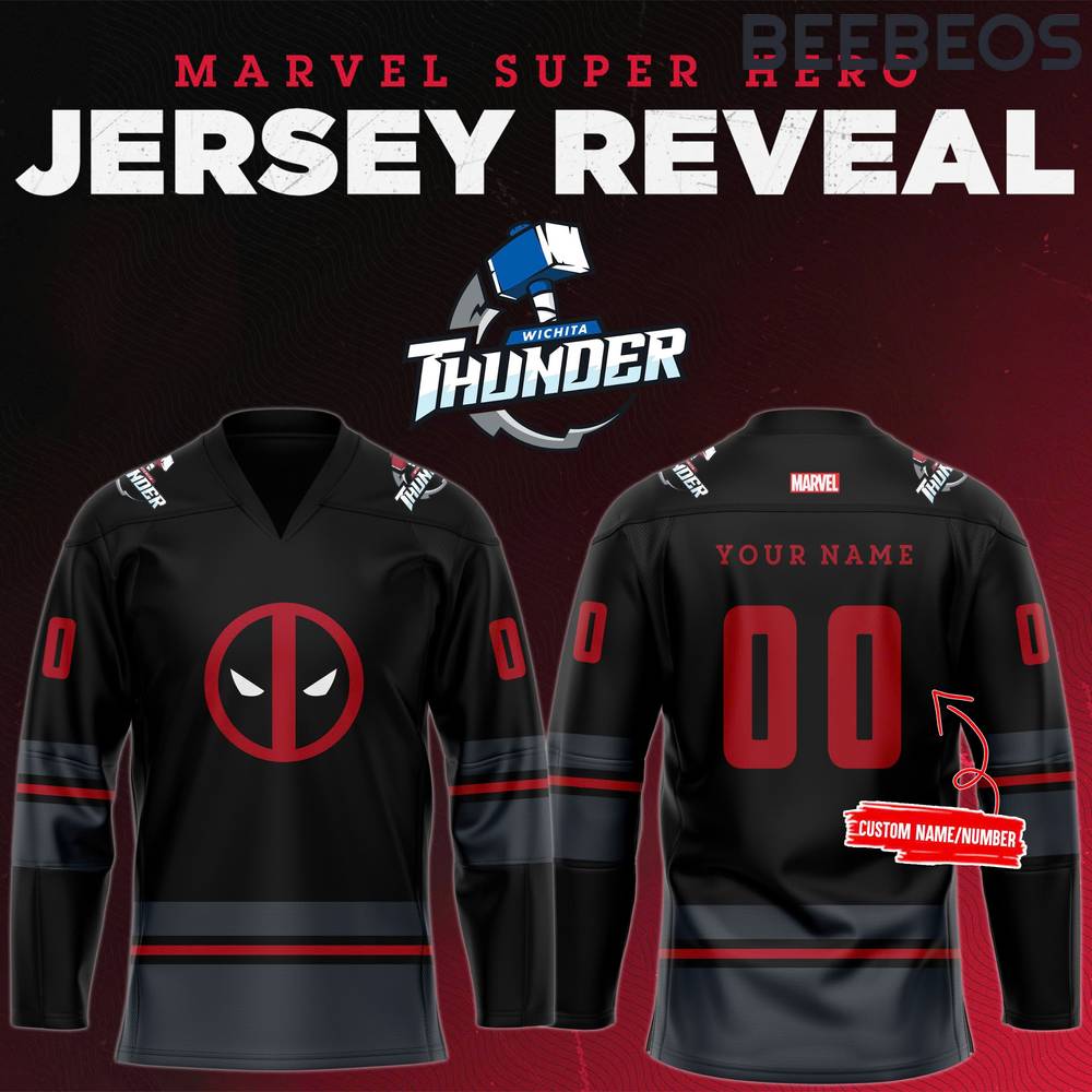 Wichita Thunder x Super Hero Night Deadpool Limited Edition Hockey Jersey