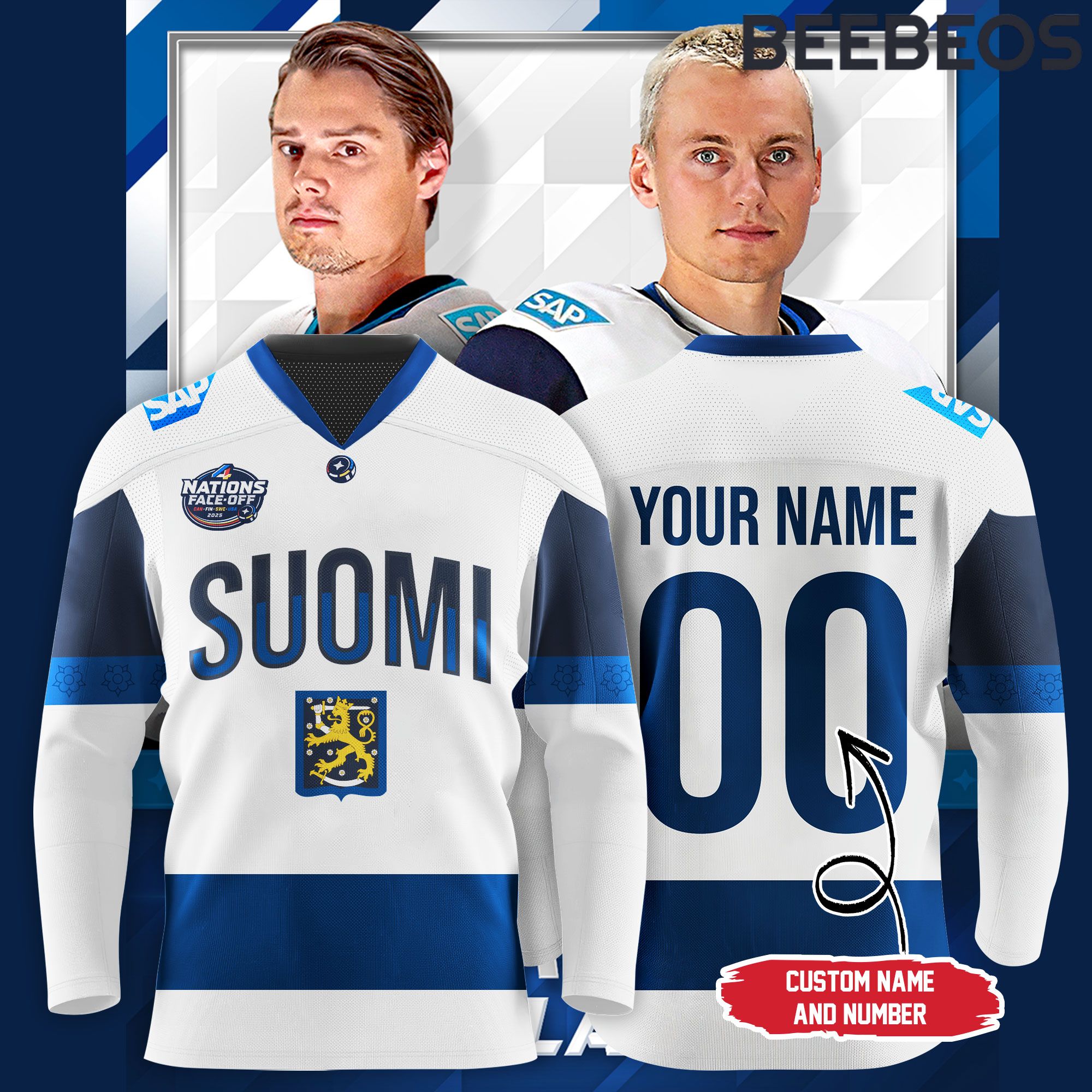 Finland National Ice Hockey Team 4 Nations Face-Off 2025 Hockey Jersey