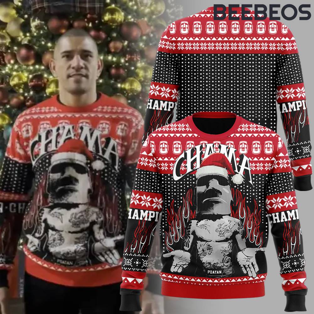 Alex Pereira Wearing Chama Special Edition Ugly Christmas Sweater