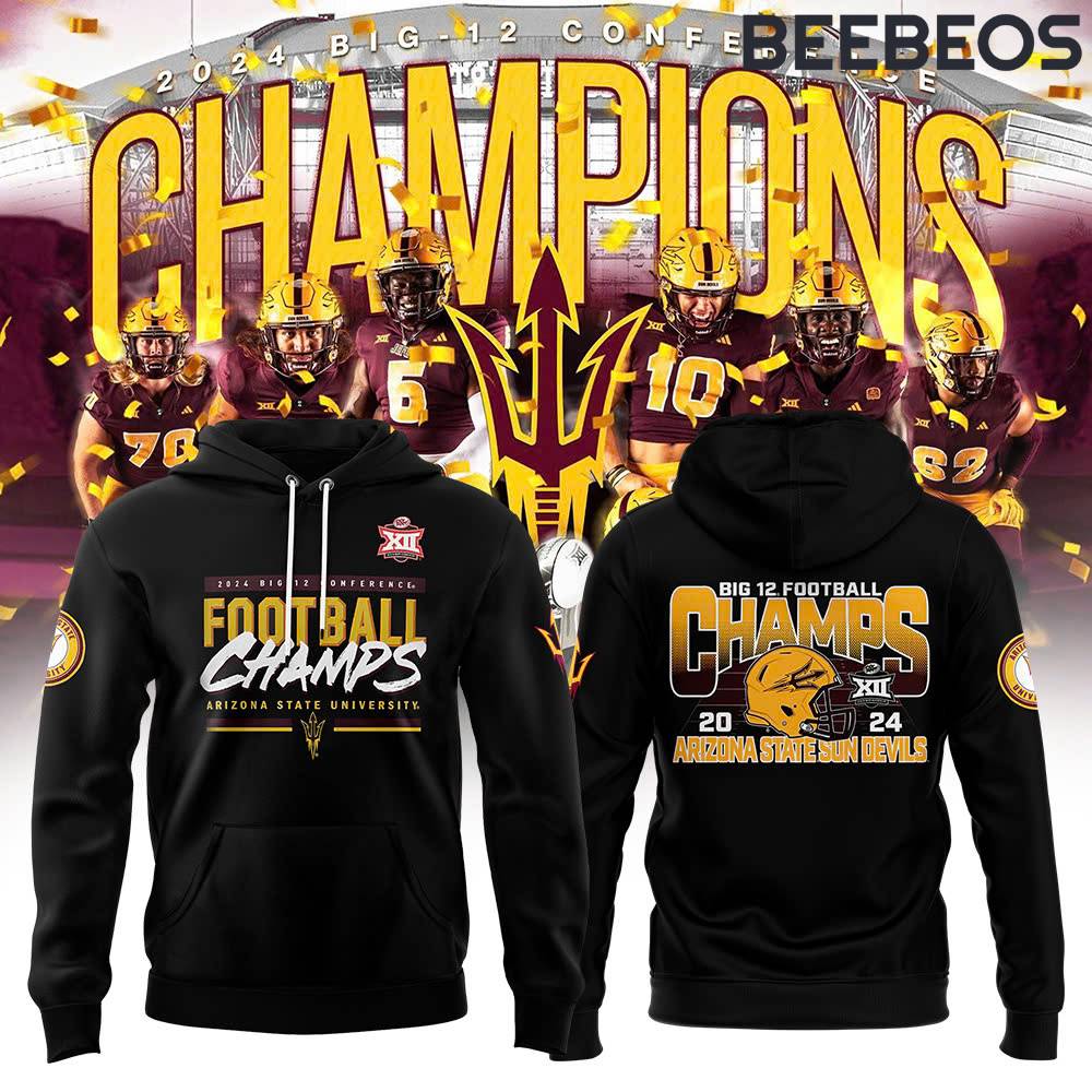 Arizona State Sun Devils 2024 Big 12 Champs Black Hoodie