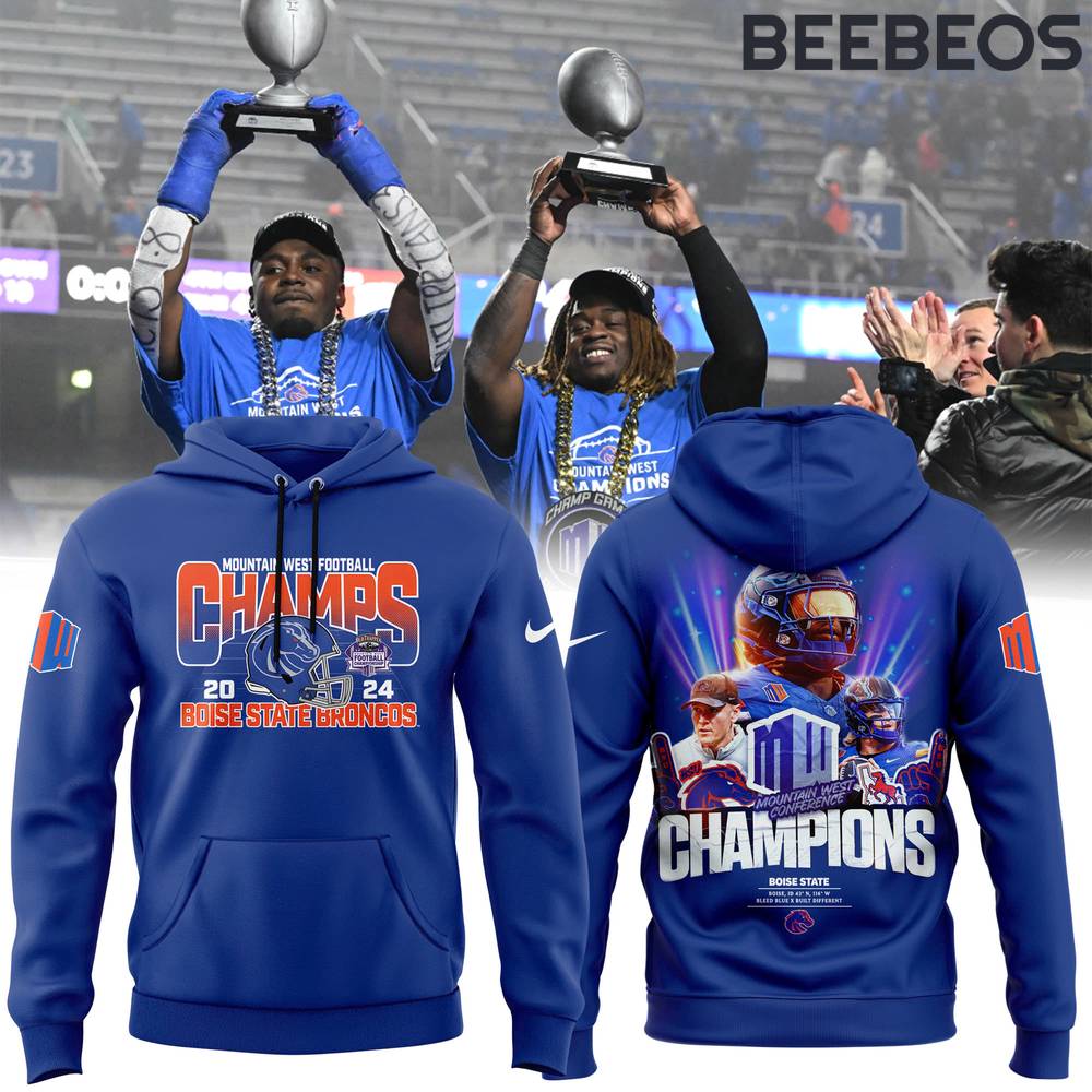 Boise State Broncos 2024 Mountain West Champions Blue Hoodie