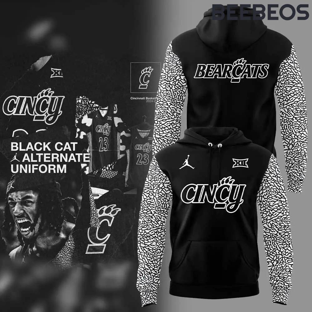 Cincinnati Bearcats Basketball Black Cat Alternate Uniform Hoodie Pants Cap