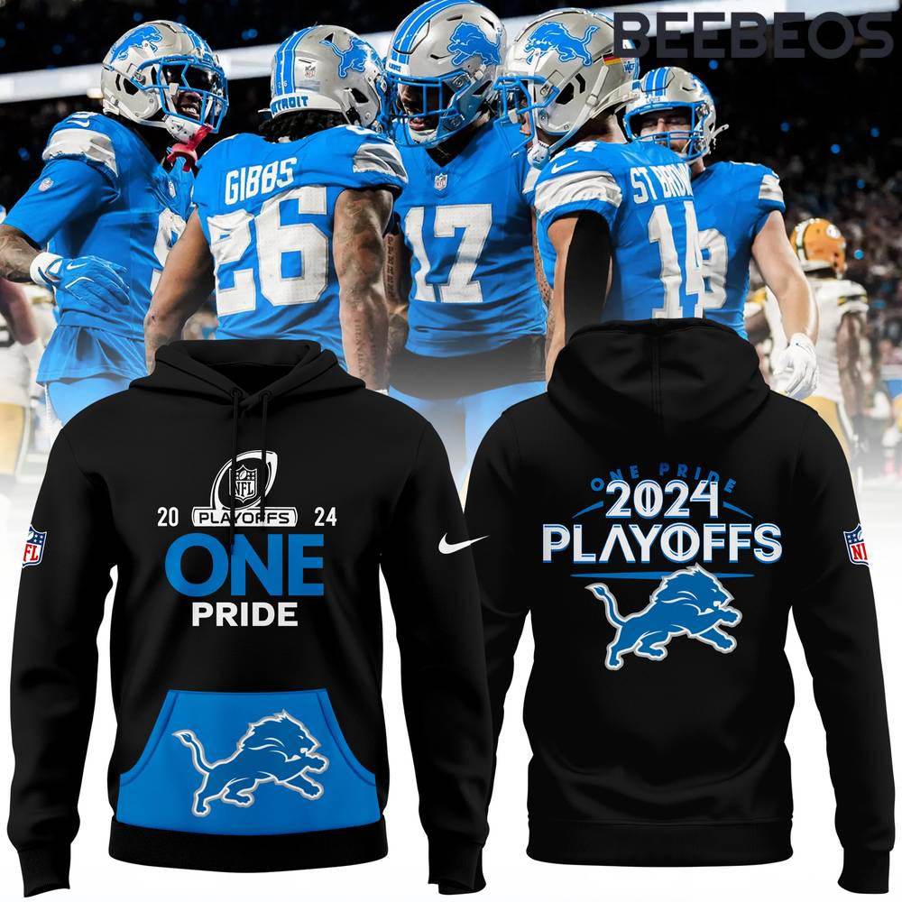 Detroit Lions Play Offs 2024 One Pride Black Hoodie