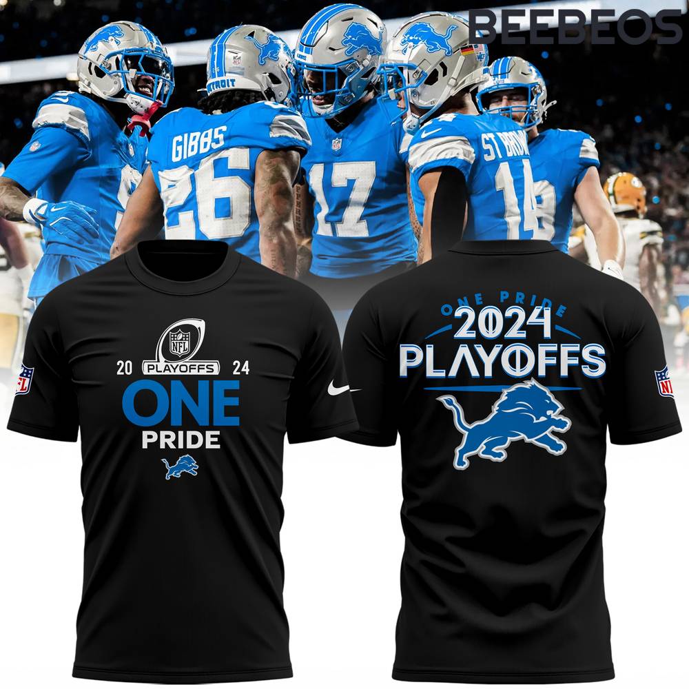 Detroit Lions Play Offs 2024 One Pride Black Shirt