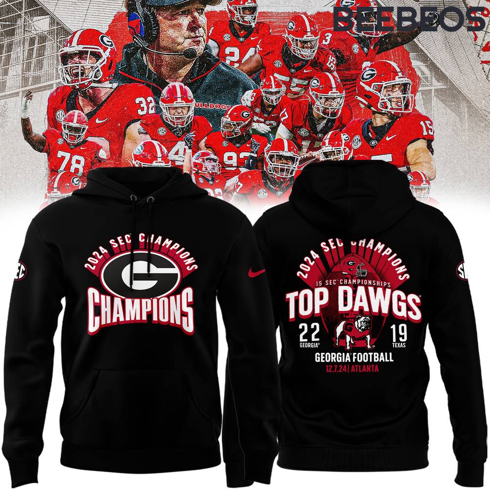 Georgia Bulldogs 2024 SEC Champions Top Dawgs Black Hoodie