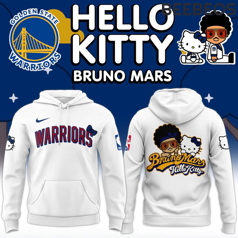 Golden State Warriors 2024 NBA Bruno Mars x Hello Kitty Collab Hoodie