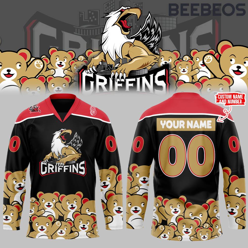 Grand Rapids Griffins x Teddy Bear Toss Black Hockey Jersey