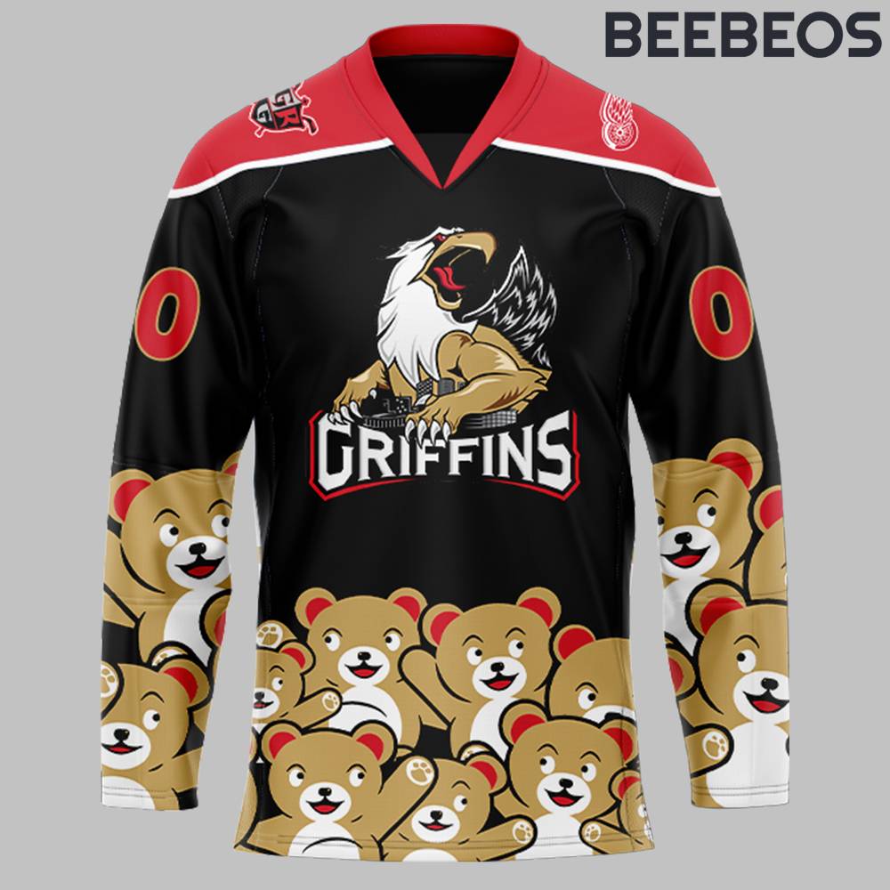 Grand Rapids Griffins x Teddy Bear Toss Black Hockey Jersey