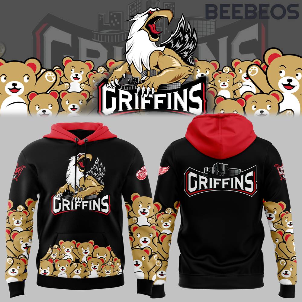 Grand Rapids Griffins x Teddy Bear Toss Black Hoodie