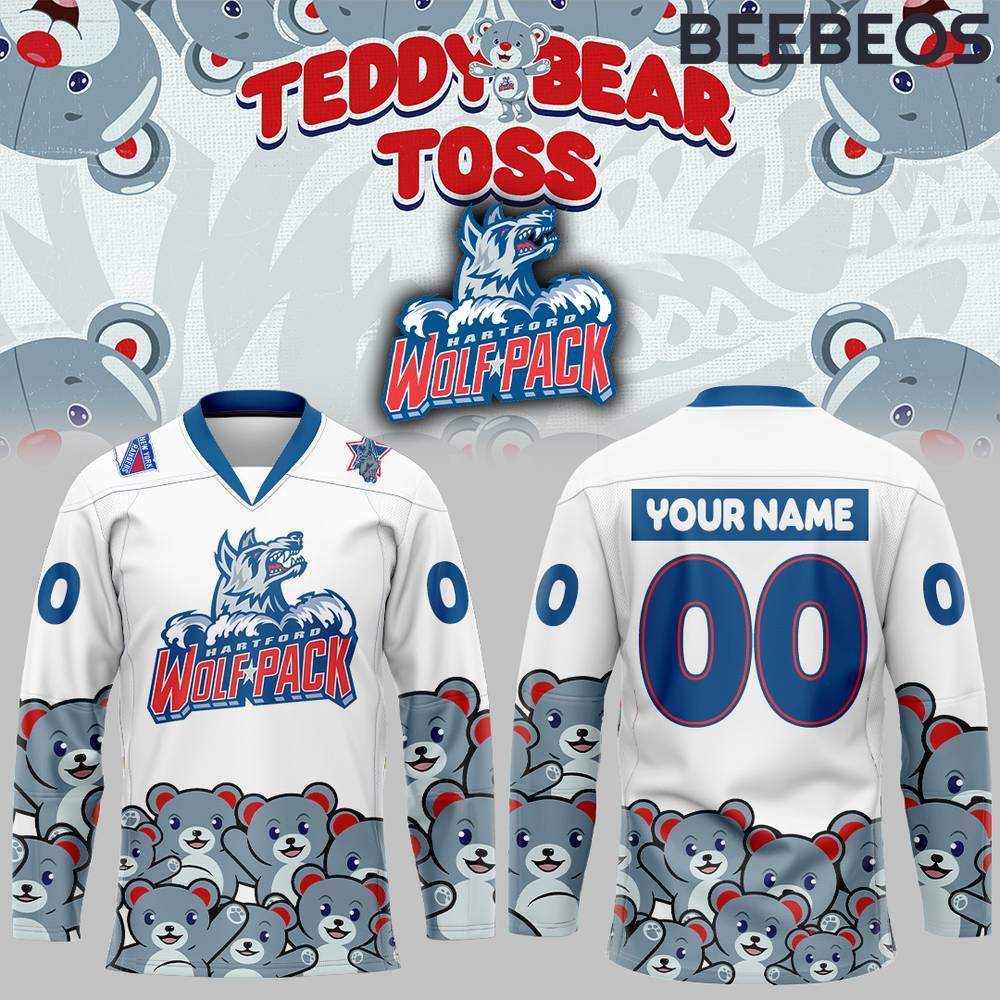 Hartford Wolf Pack x Teddy Bear Toss AHL White Hockey Jersey