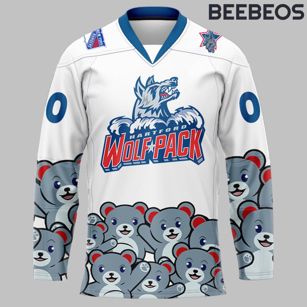 Hartford Wolf Pack x Teddy Bear Toss AHL White Hockey Jersey