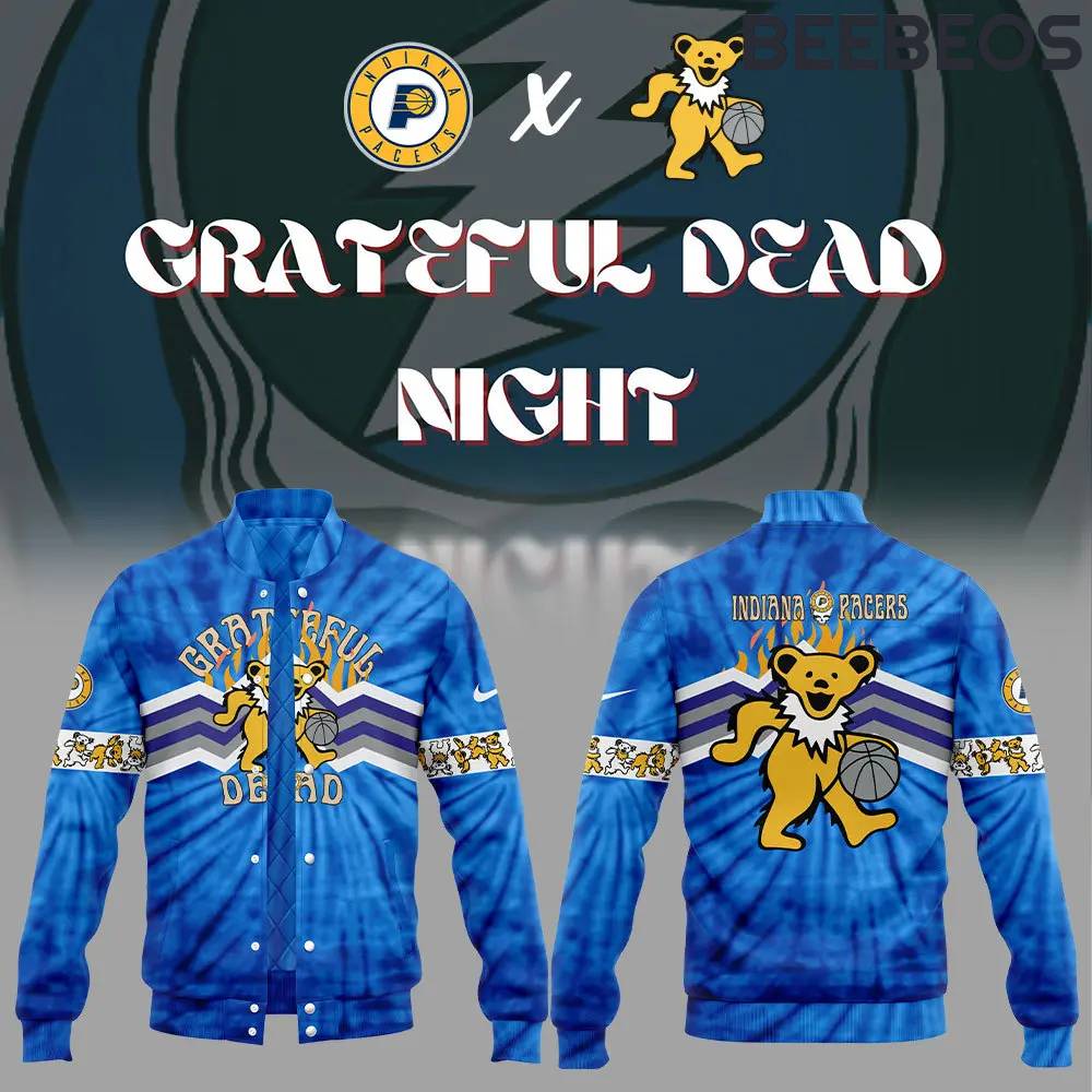 Indiana Pacers Grateful Dead Night Blue Baseball Jacket