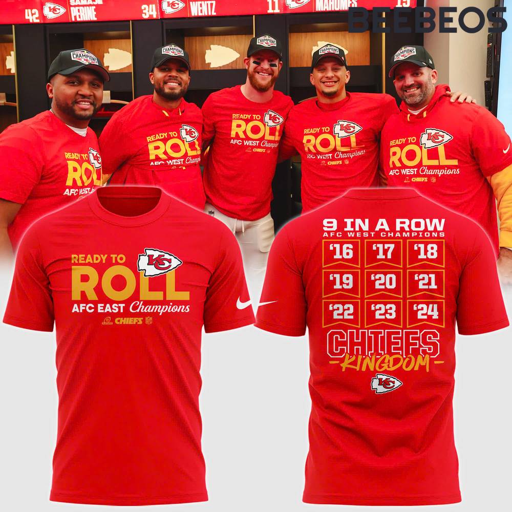 Kansas City Chiefs 2024 AFC West Division Champions Locker Room Trophy Collection Tee