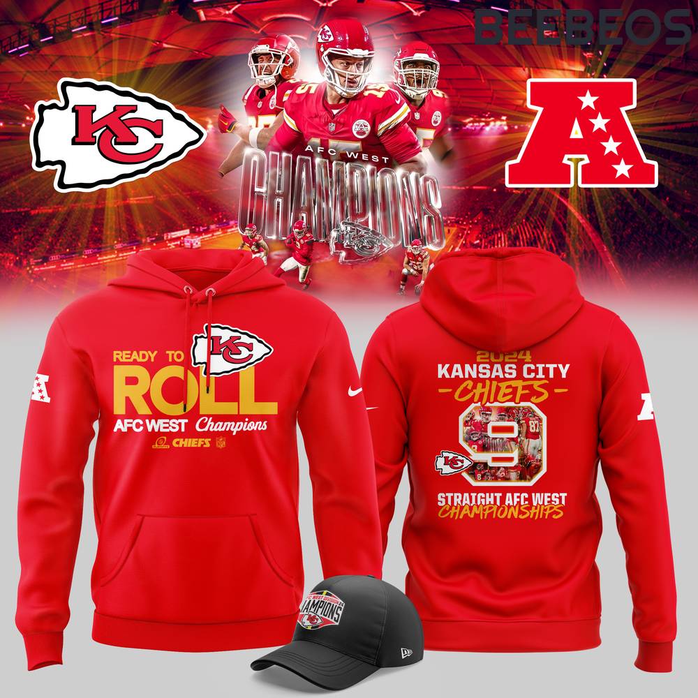 Kansas City Chiefs 2024 AFC West Division Champions Trophy Collection Hoodie