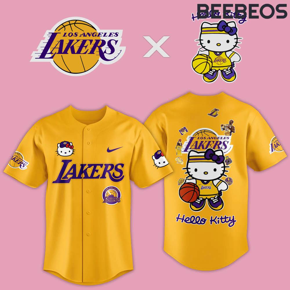 Los Angeles Lakers x Hello Kitty New Season Yellow Baseball Jersey