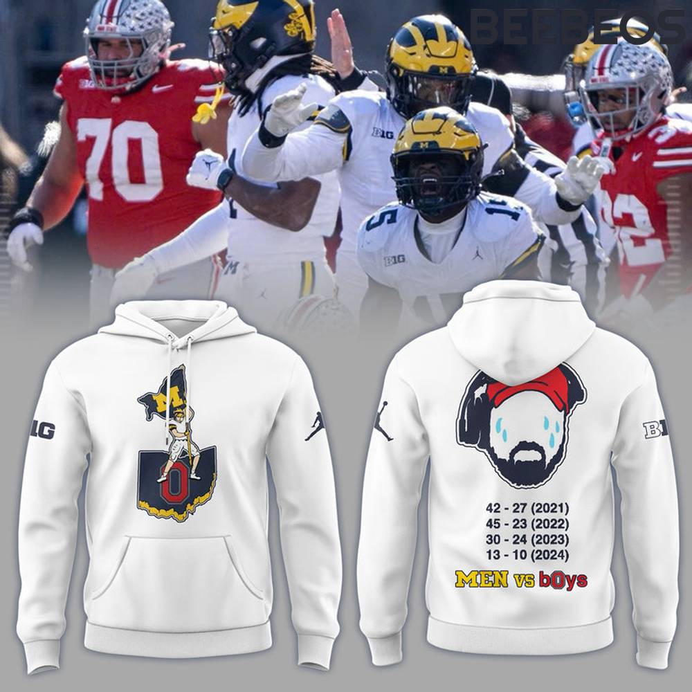 Michigan Wolverines x Ohio State “Men vs Boys” White Hoodie