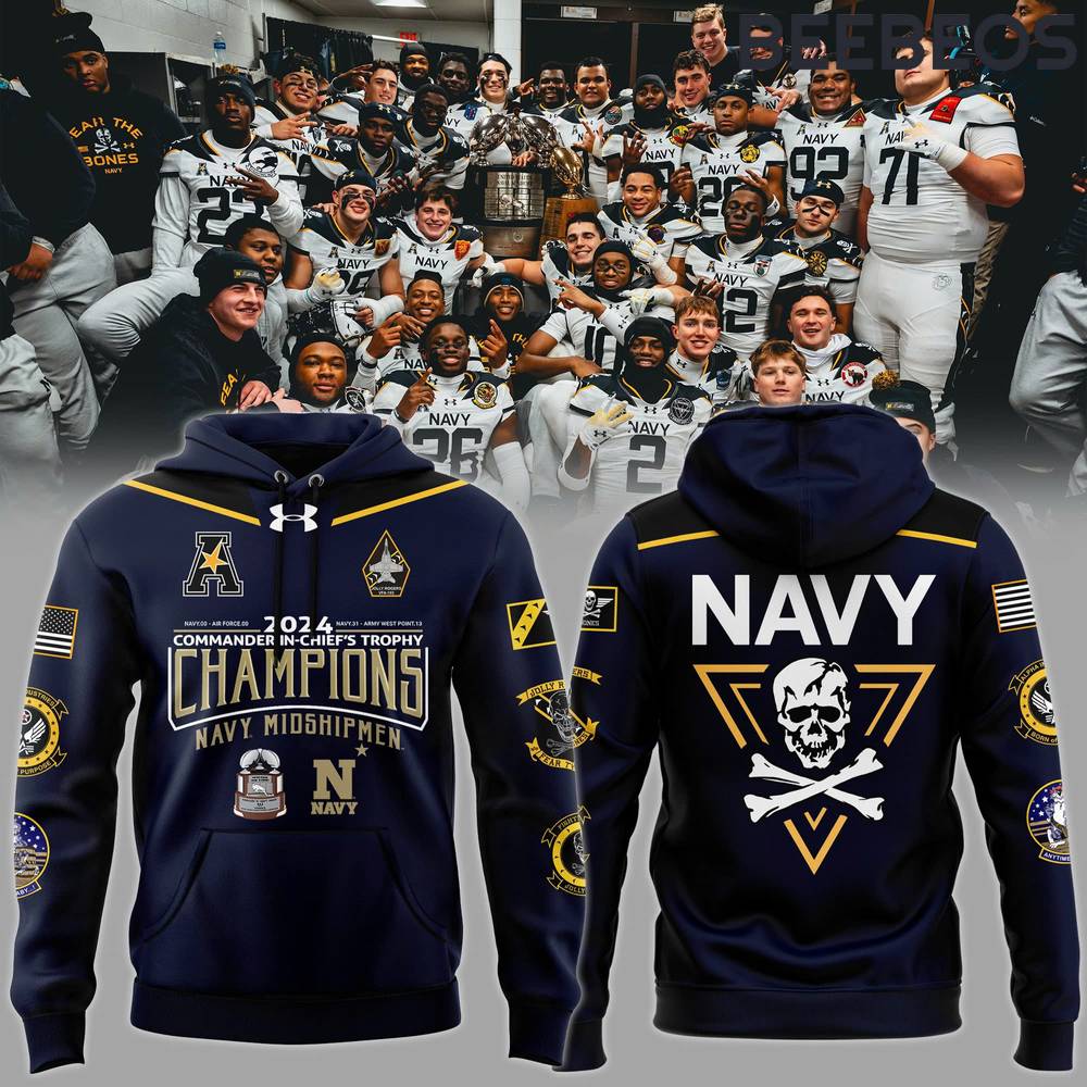 Navy Midshipmen 2024 Commander In Chief’s Trophy Champions Navy Hoodie