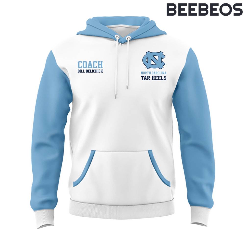 North Carolina Tar Heels Basketball New Coach Bill Belichick White Hoodie