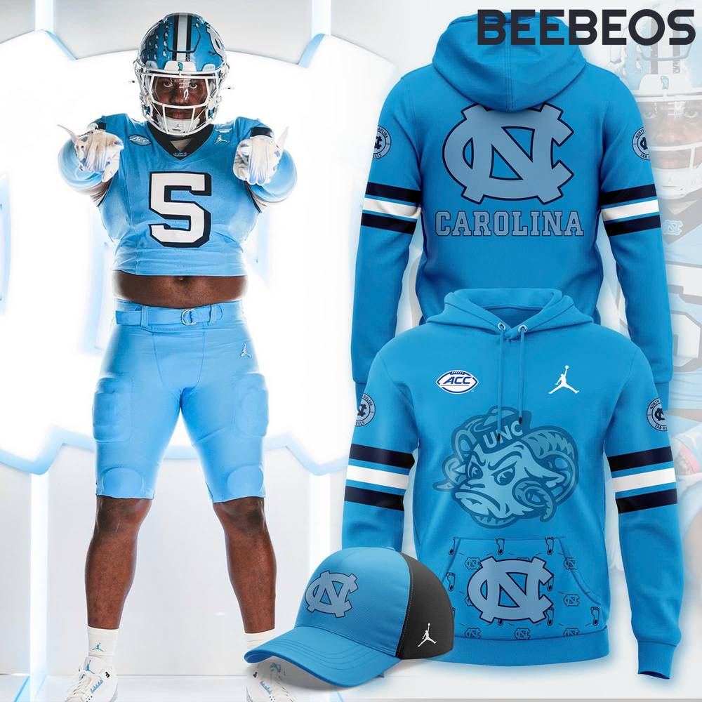 North Carolina Tar Heels Football 2024 Throwback Limited Edition Blue Hoodie