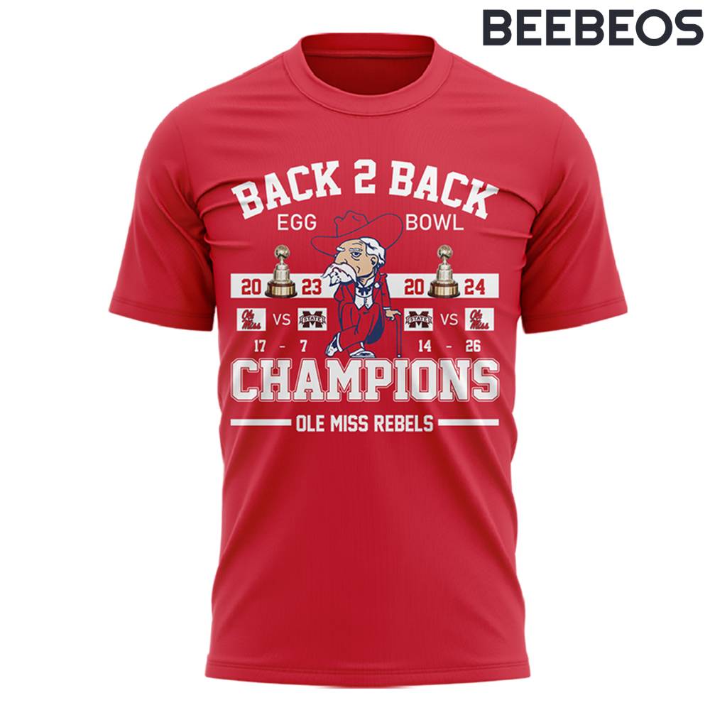 Ole Miss Rebels 2024 Egg Bowl Champions Back 2 Back Red Shirt